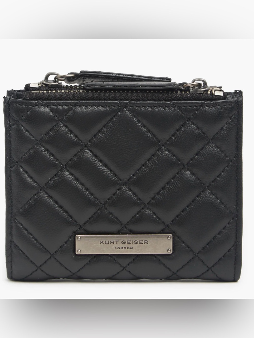 Kurt Geiger Black Quilted Leather Coin & Card Pouch